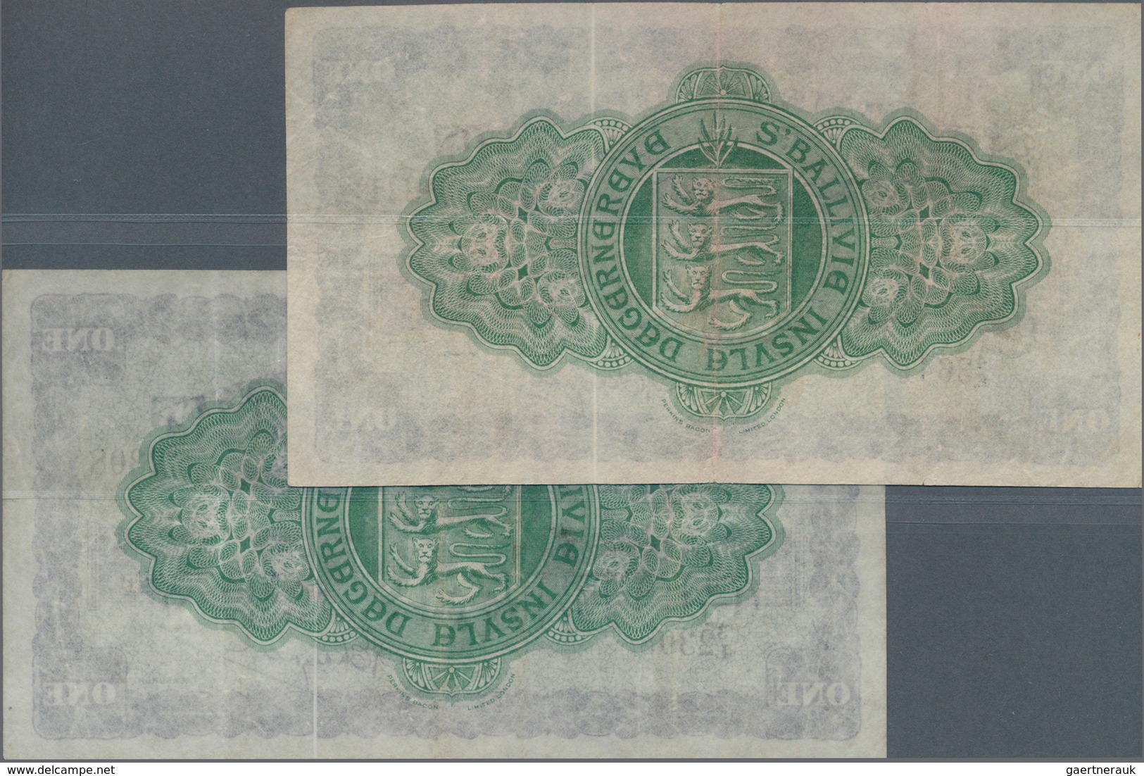 Guernsey: Set Of 2 Notes Guernsey 1 Pound 1945 P. 43a, Both In Similar Condition, Only Light Handlin - Altri & Non Classificati