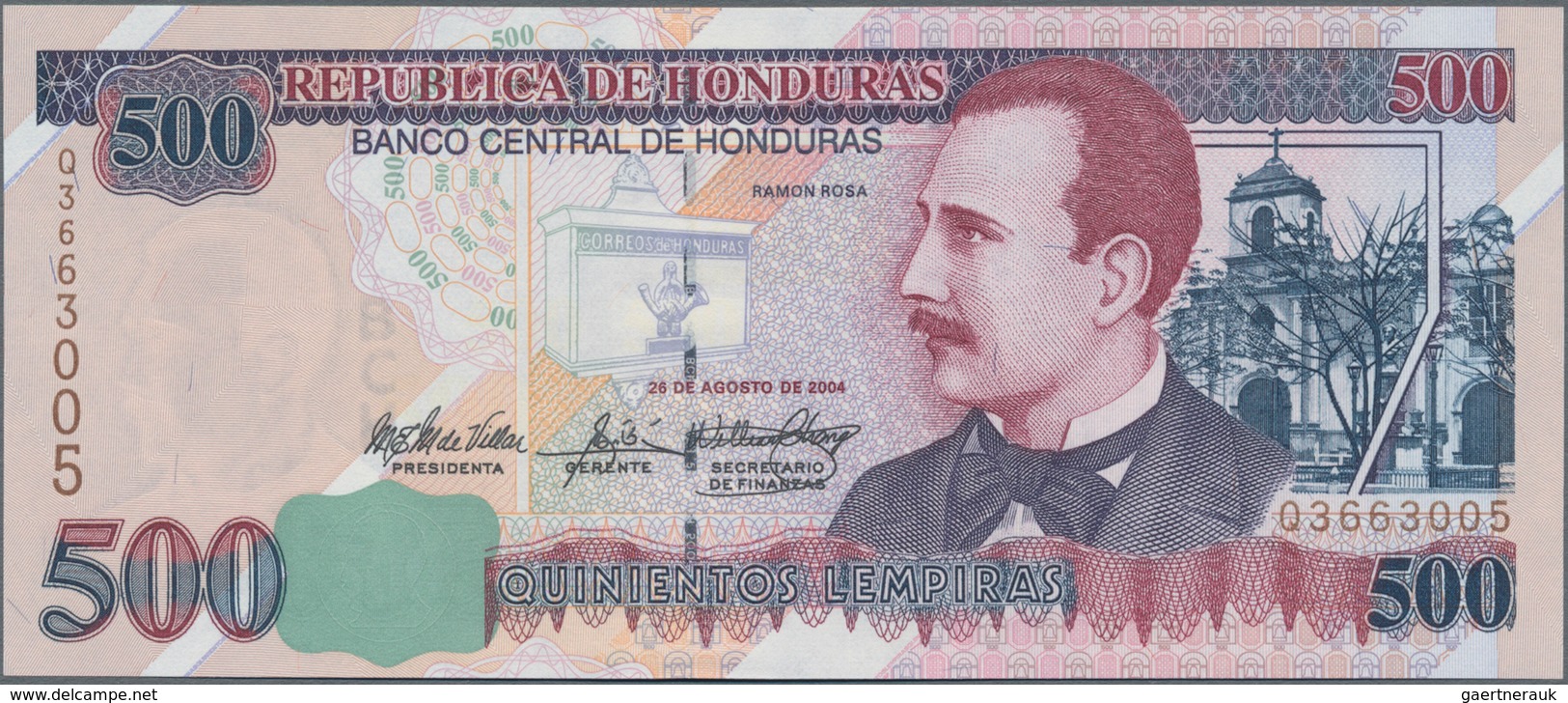 Honduras: 500 Lempiras 2004, P.78f In UNC Condition. - Honduras