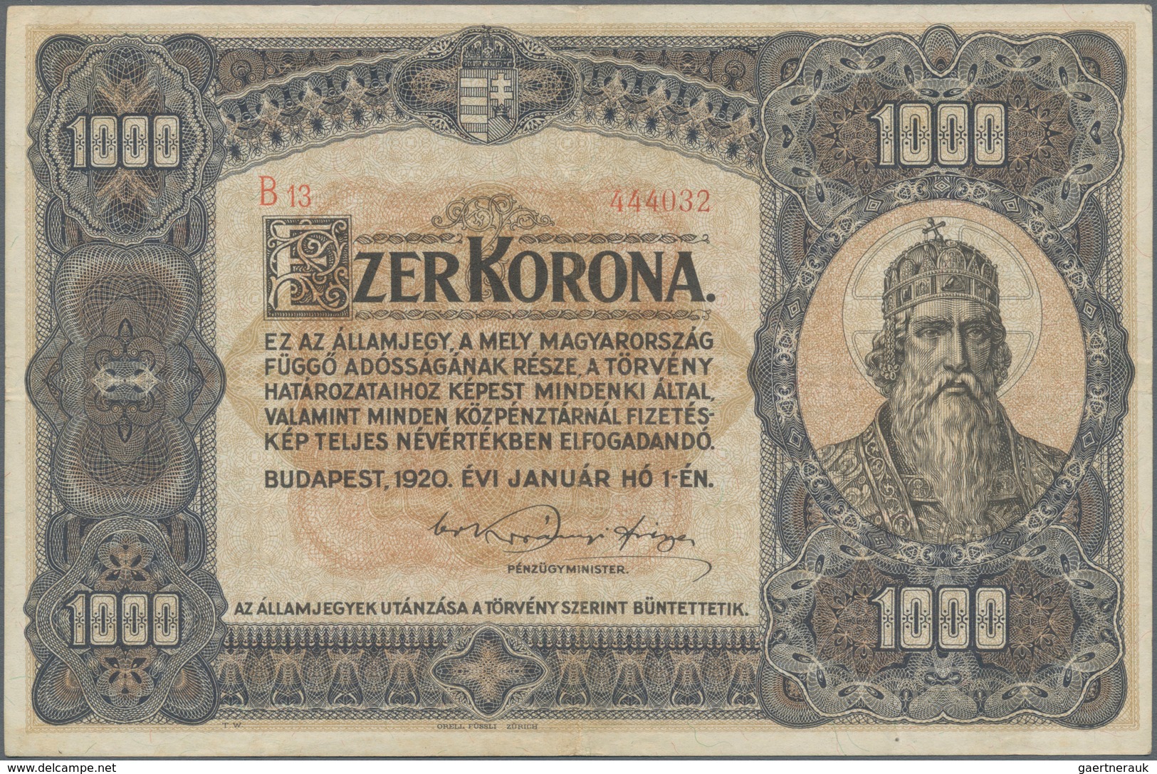 Hungary / Ungarn: Nice Lot With 4 Banknotes Comprising 1000 Korona With Forged Red Stamp "MAGYARORSZ - Hungary