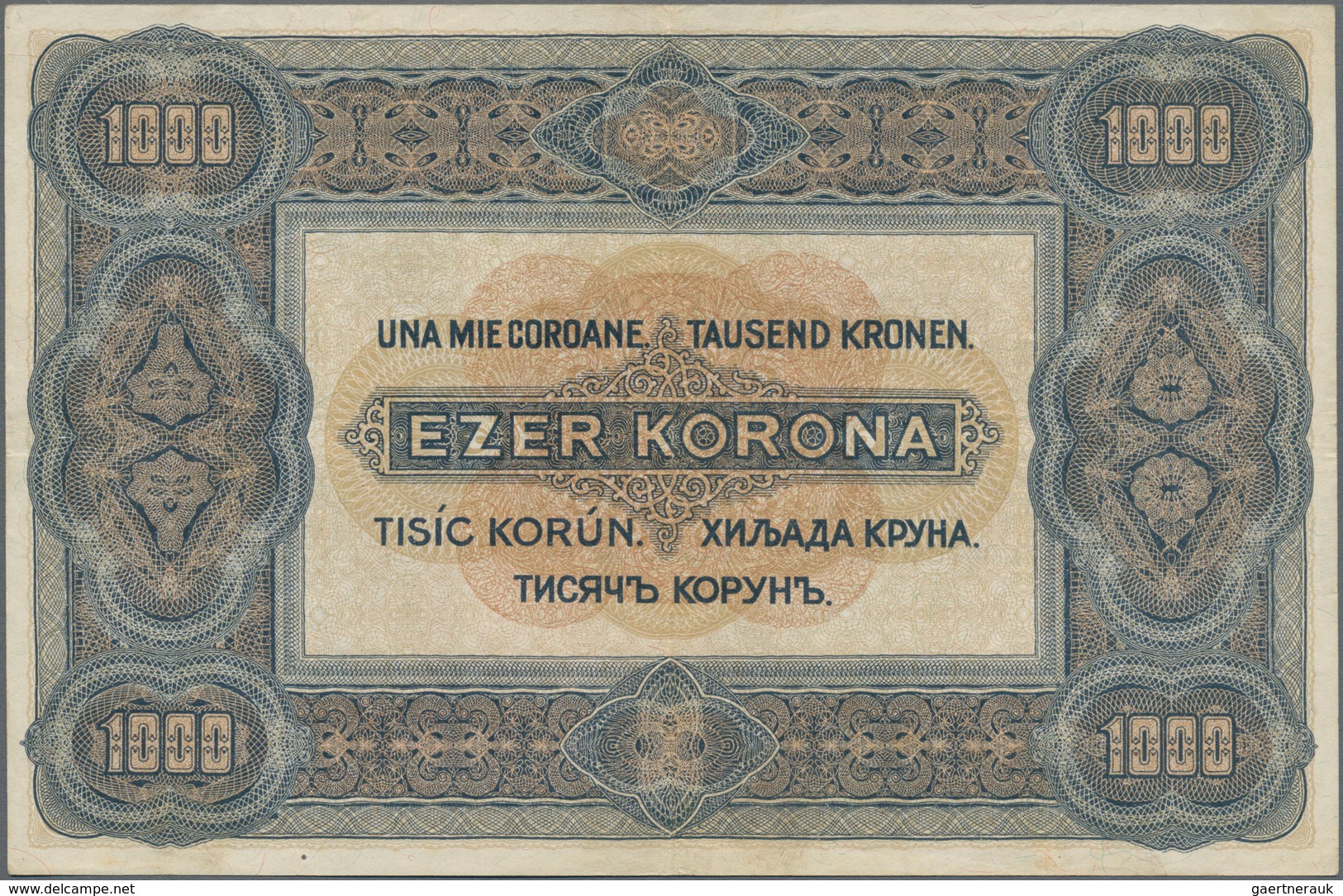 Hungary / Ungarn: Nice lot with 4 banknotes comprising 1000 Korona with forged red stamp "MAGYARORSZ