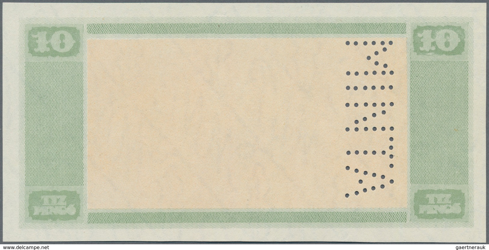 Hungary / Ungarn: 10 Pengö 1926 Reverse Proof Specimen With Perforation "MINTA", Only Yellow And Gre - Ungarn