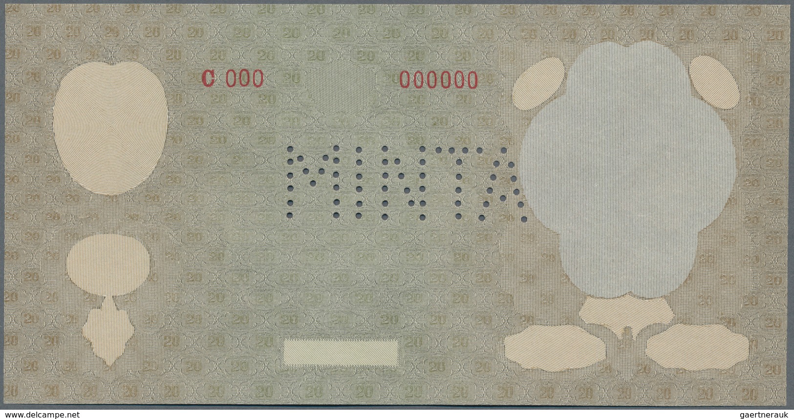 Hungary / Ungarn: 20 Pengö 1930 Front Proof Specimen With Perforation "MINTA", Multicolored With Red - Ungarn