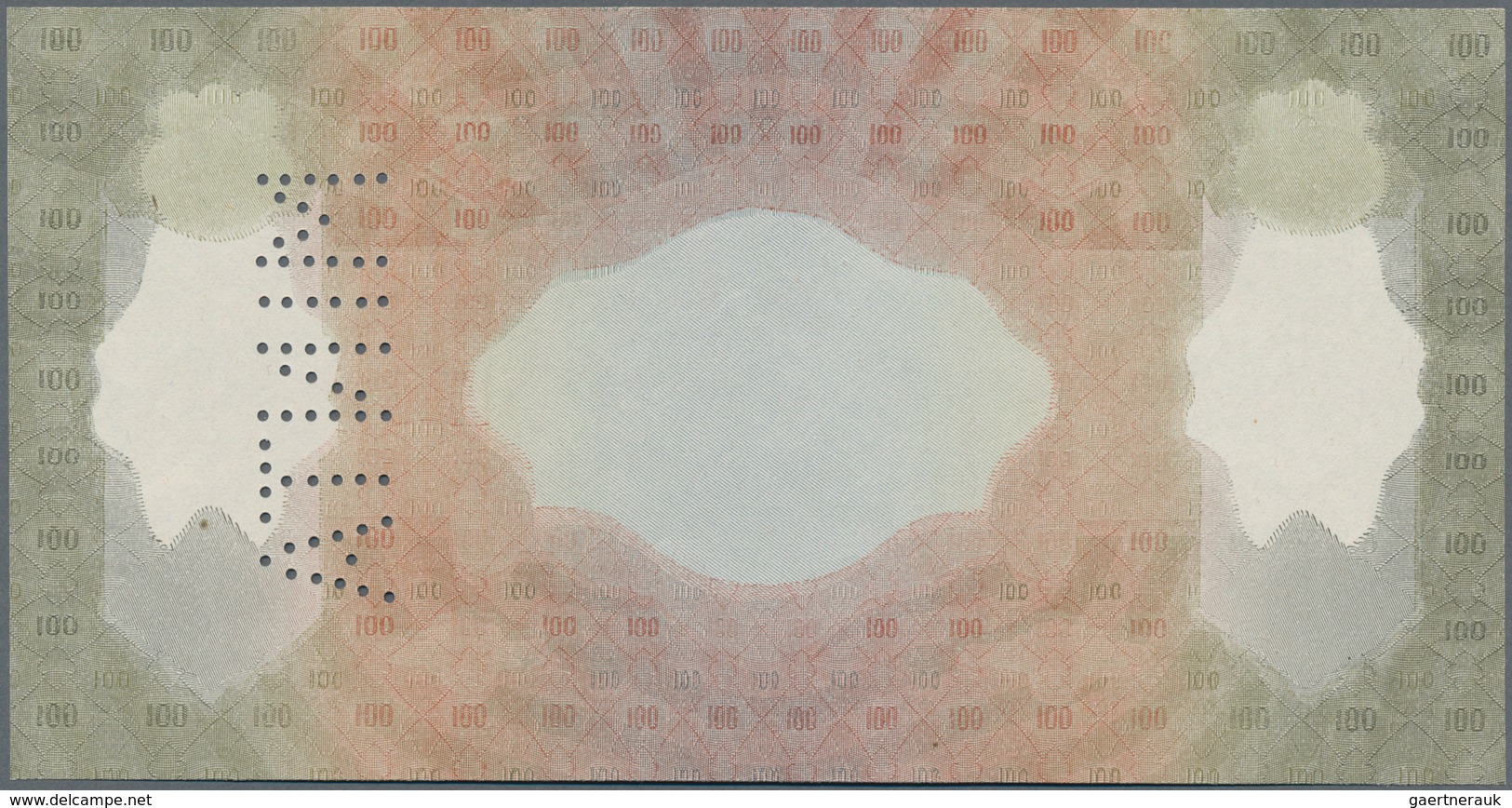 Hungary / Ungarn: 100 Pengö 1930 Front Proof Specimen With Perforation "MINTA", Multicolored On Bank - Ungarn