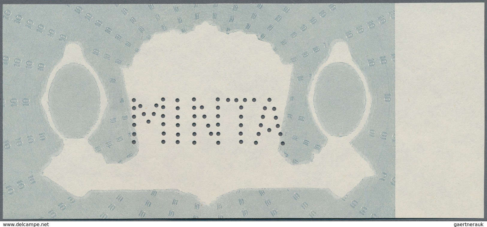 Hungary / Ungarn: 10 Pengö 1936 Reverse Proof Specimen With Perforation "MINTA", Only Grey Underprin - Ungarn