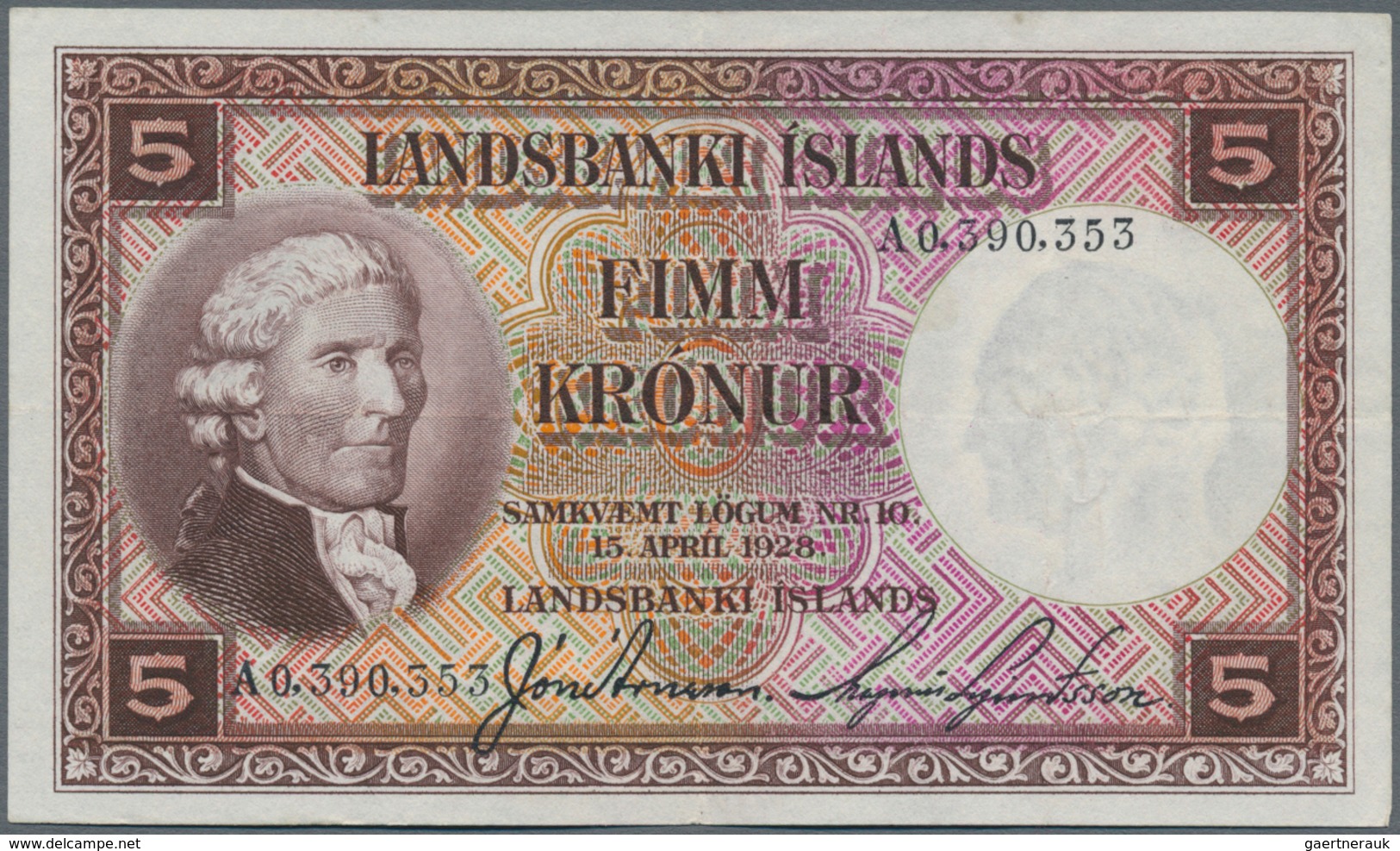 Iceland / Island: Landsbanki Íslands Lot With 3 Banknotes Of The L.15.04.1928 Second Issue With 2x 5 - Island