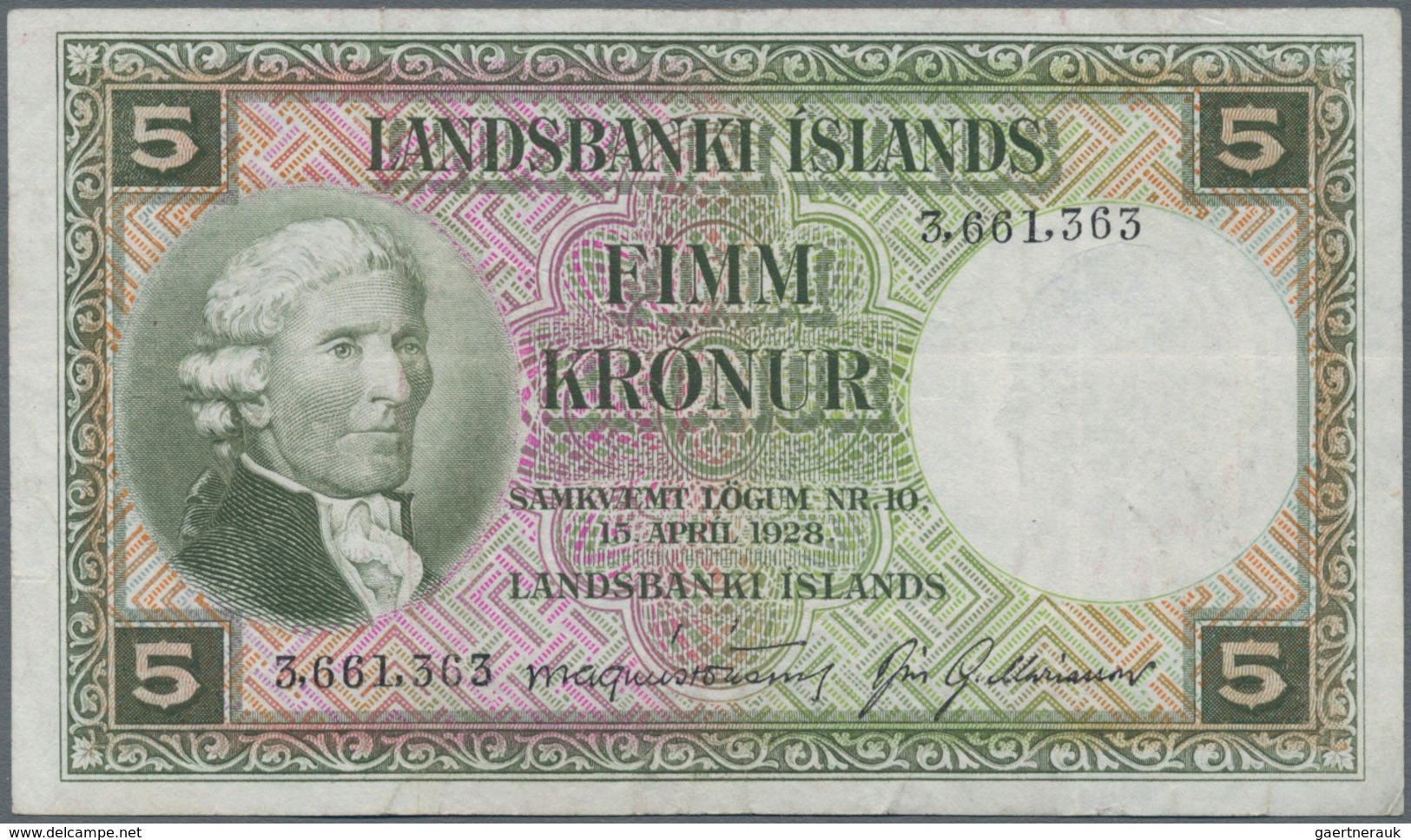 Iceland / Island: Landsbanki Íslands Lot With 3 Banknotes Of The L.15.04.1928 Second Issue With 2x 5 - Iceland