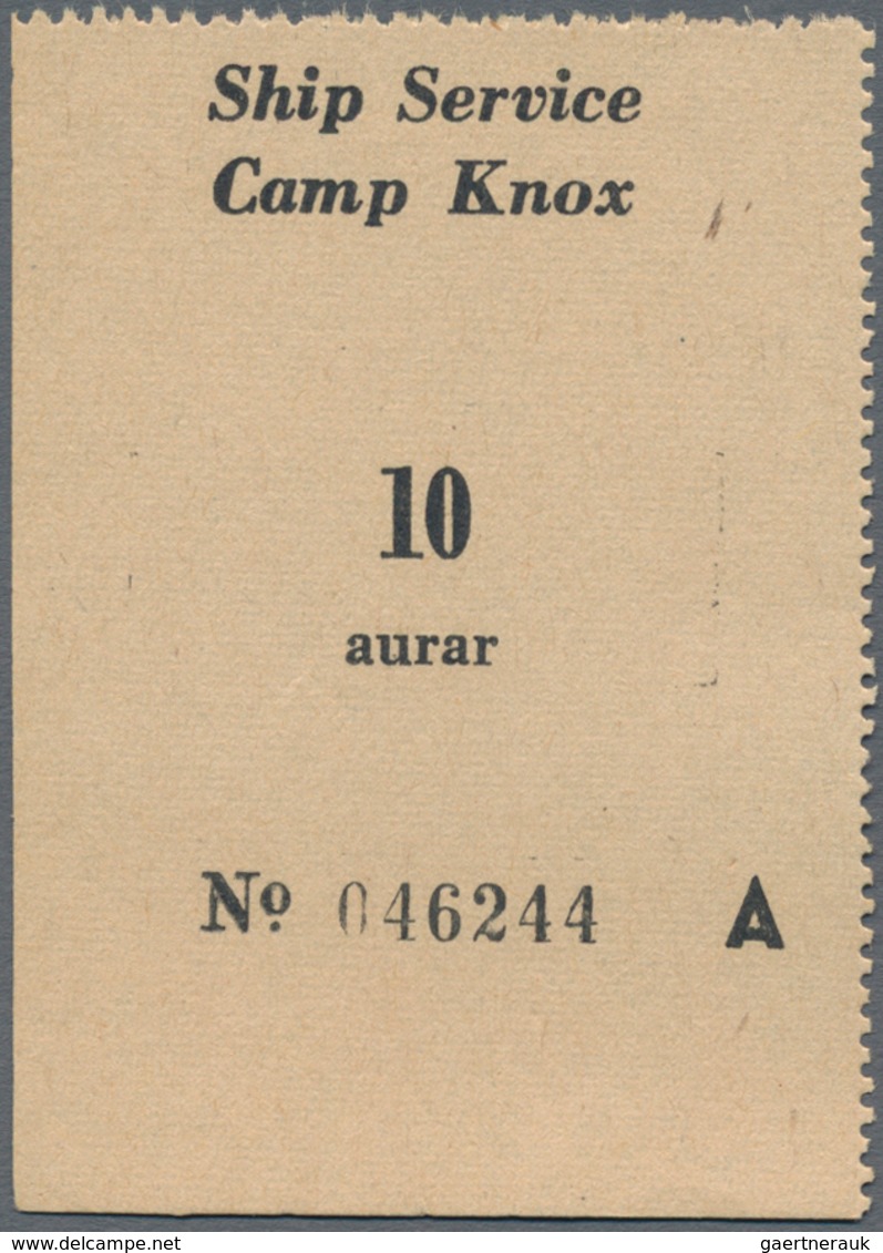 Iceland / Island: Camp Knox Ship Service Pair Of Two Vouchers 10 And 25 Aurar, P.NL In UNC Condition - Island