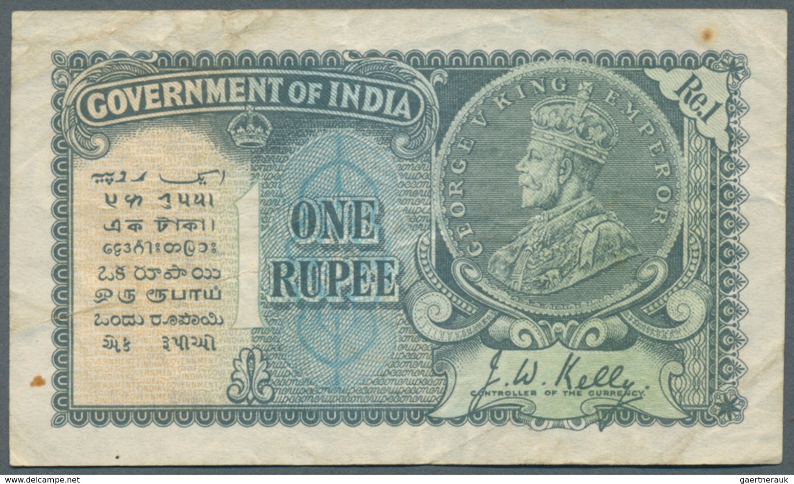 India / Indien: 1 Rupee 1935 With Watermark Portrai King George V, P.14a, Still Nice Condition With - India