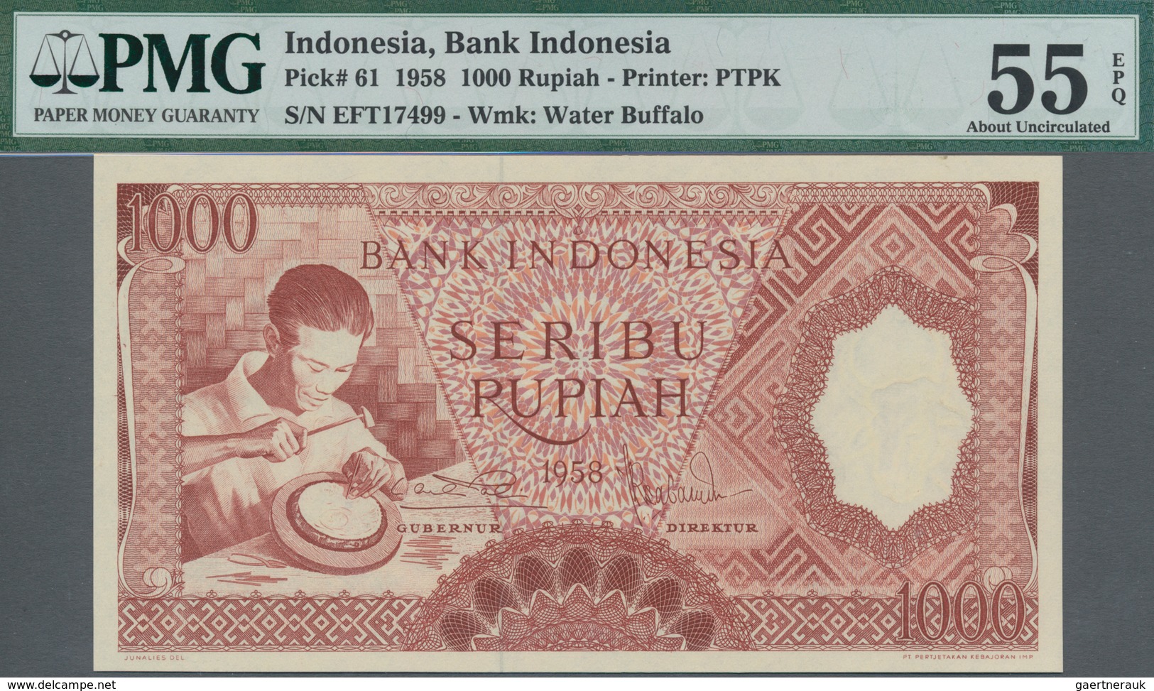 Indonesia / Indonesien: Pair With 1000 Rupiah 1958 P.61 And 10.000 Rupiah 1964 P.101, Both UNC And P - Indonesien