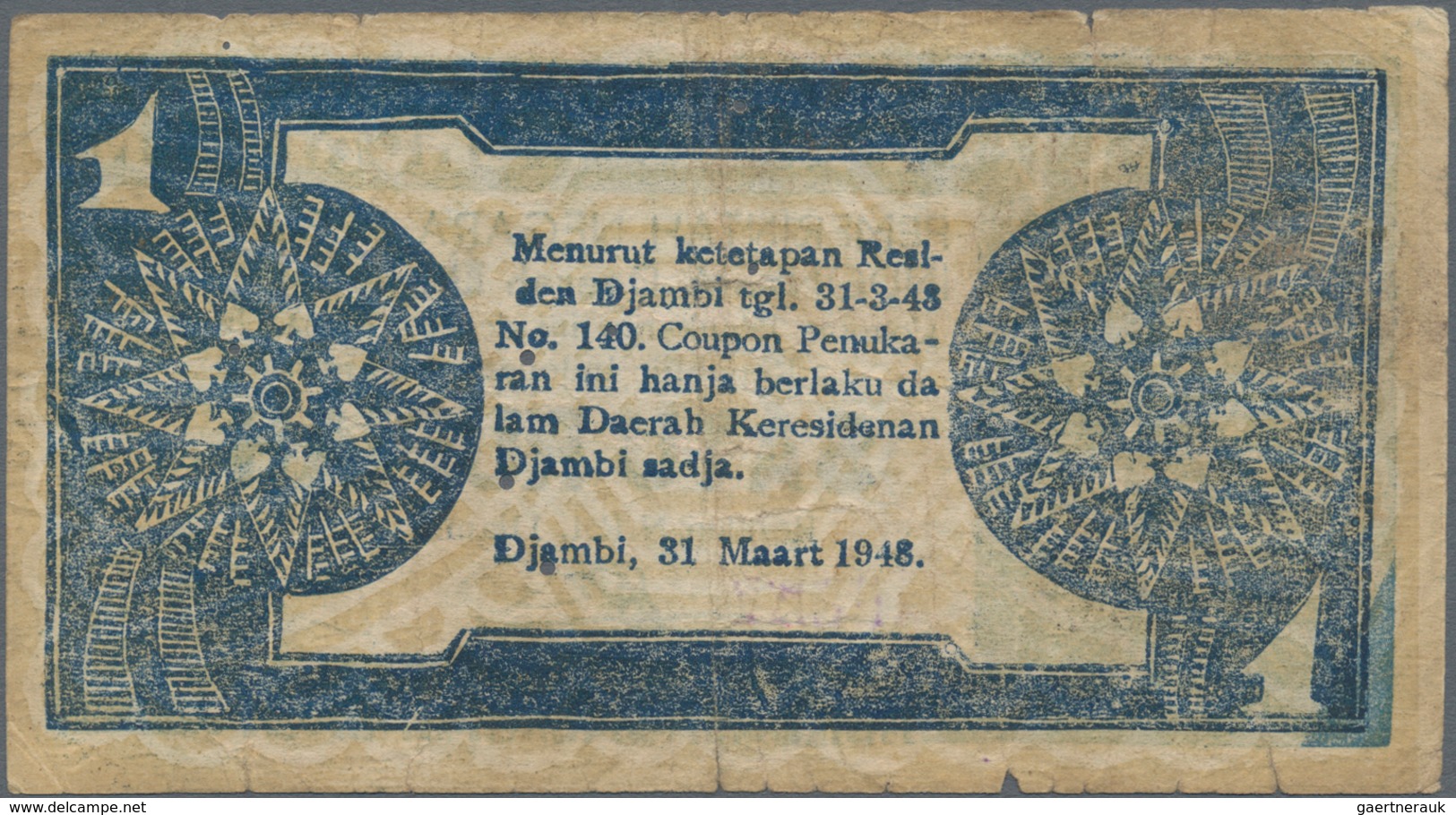 Indonesia / Indonesien: Set with 8 banknotes of the local & rebellious issues of the 1940's with 50