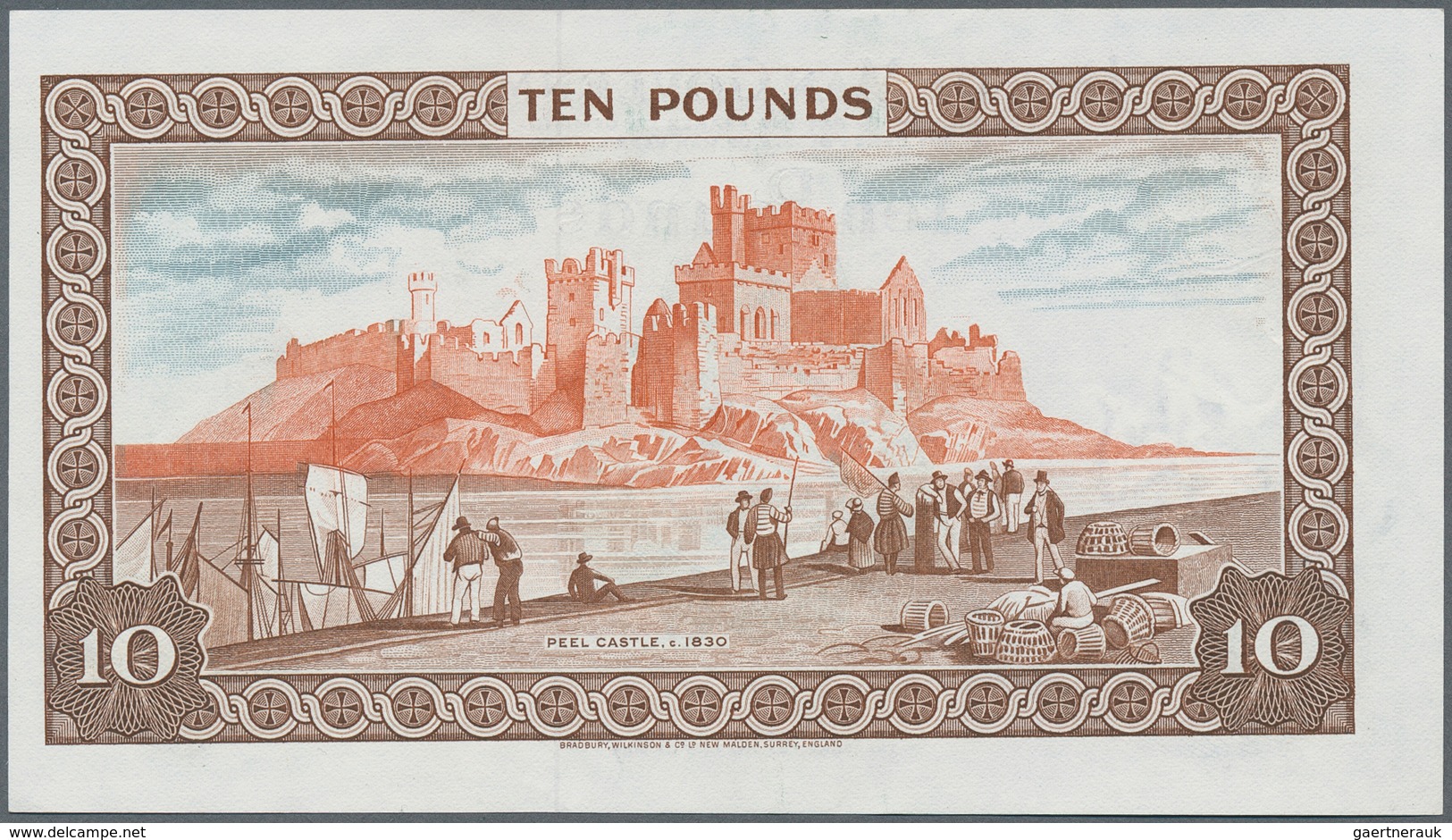 Isle Of Man: 10 Pounds ND P. 36b, Light Handling In Paper, Condition: AUNC. - Sonstige & Ohne Zuordnung
