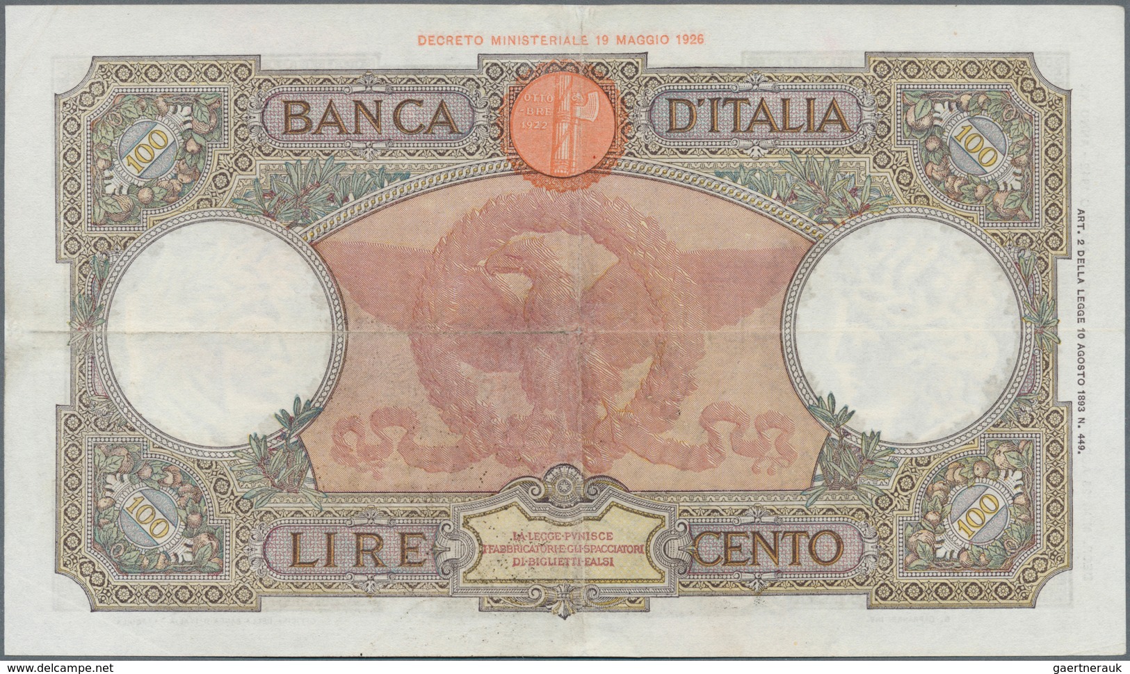 Italy / Italien: Set Of 8 Notes 100 Lire 1937/39/40/42 P. 55, All Used With Folds, Border Tears Poss - Sonstige & Ohne Zuordnung