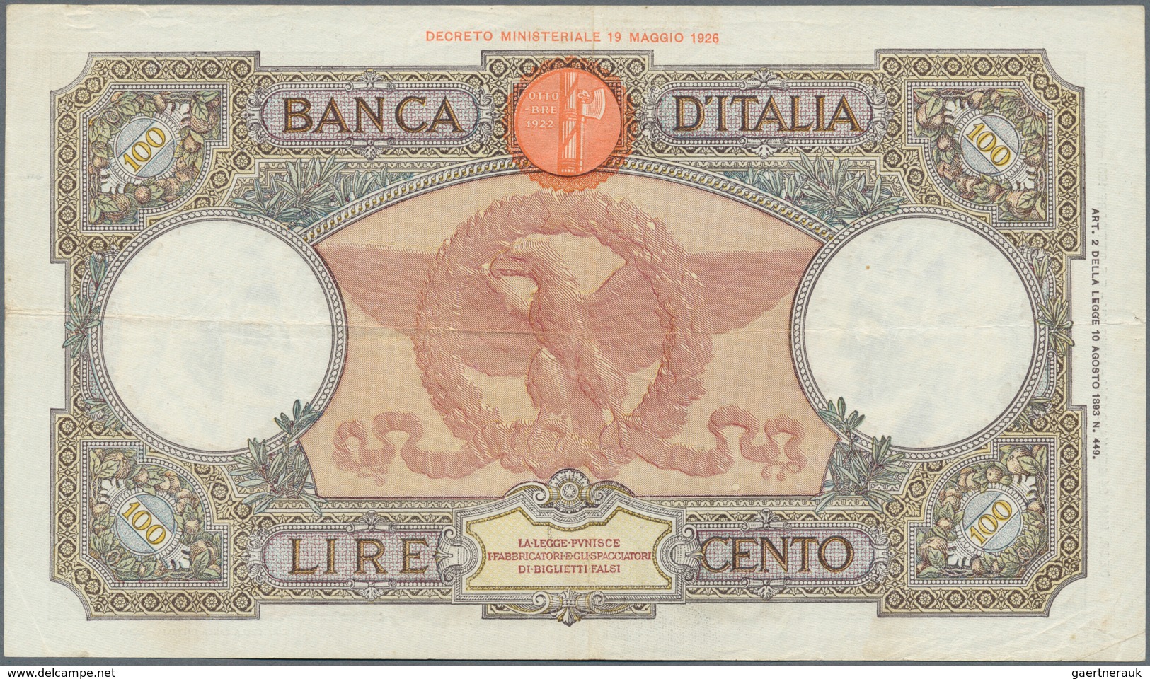 Italy / Italien: Set Of 8 Notes 100 Lire 1937/39/40/42 P. 55, All Used With Folds, Border Tears Poss - Other & Unclassified