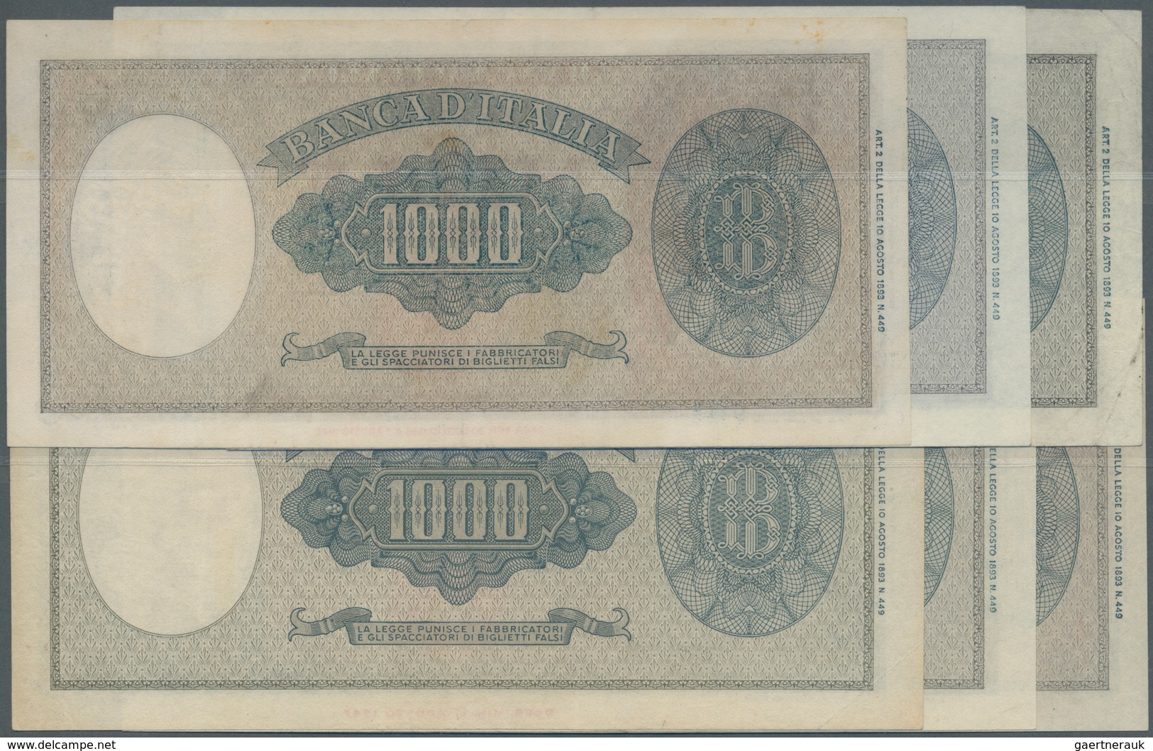 Italy / Italien: Set Of 6 Notes Containing 2x 1000 Lire 1943 P. 82 And 4x 1000 Lire 1947 P. 83, All - Other & Unclassified