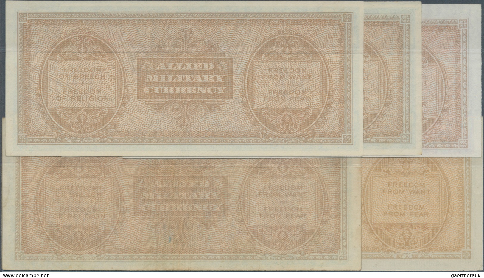 Italy / Italien: Set Of 5 Notes Allied Military Currency Containing 50 Lire 1943, 50, 100, 500 & 100 - Sonstige & Ohne Zuordnung