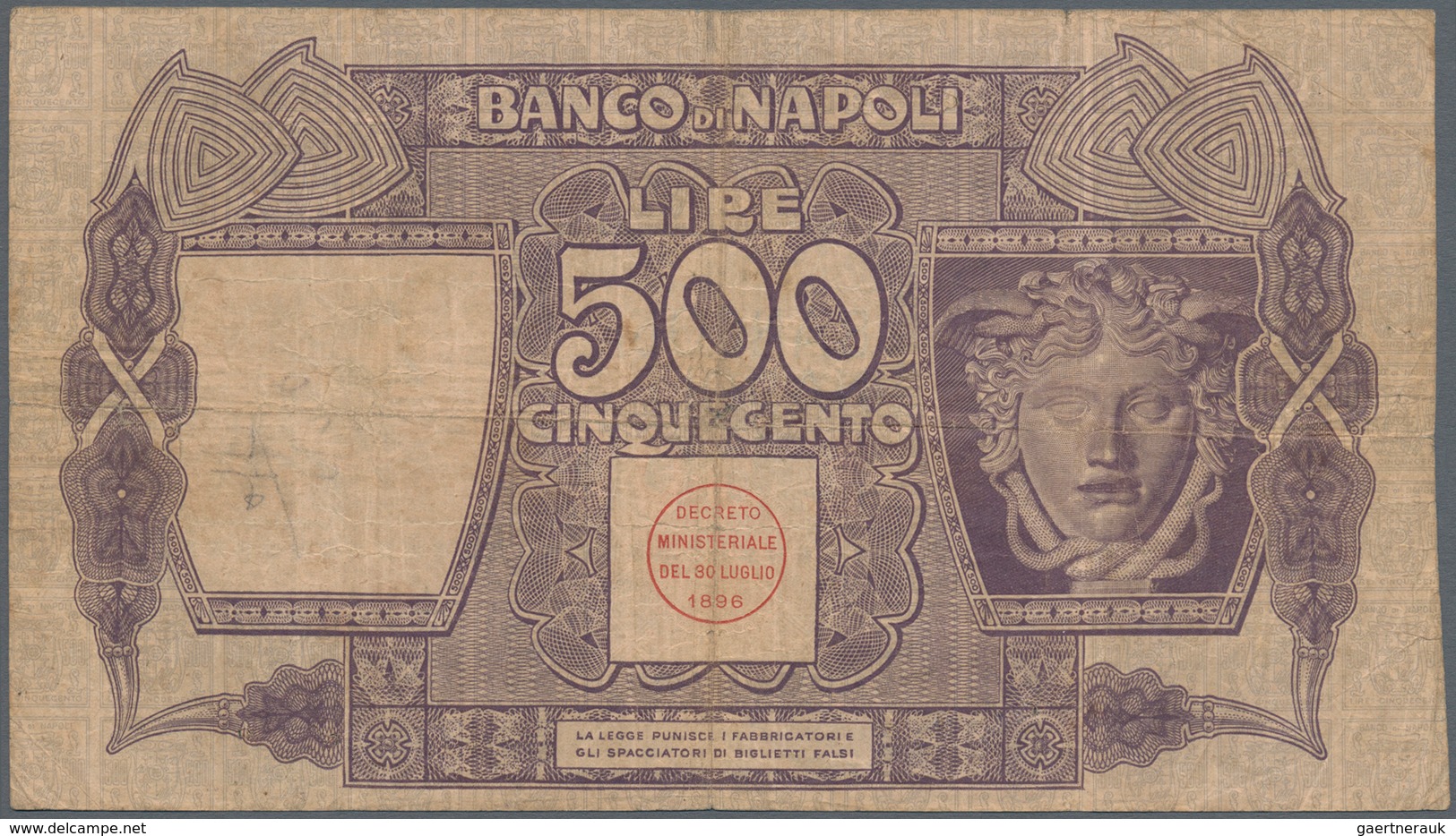Italy / Italien: Set 3 Pcs 500 Lire 1919 "Banco Di Napoli" P. S858, All Used With Light Folds In Pap - Sonstige & Ohne Zuordnung