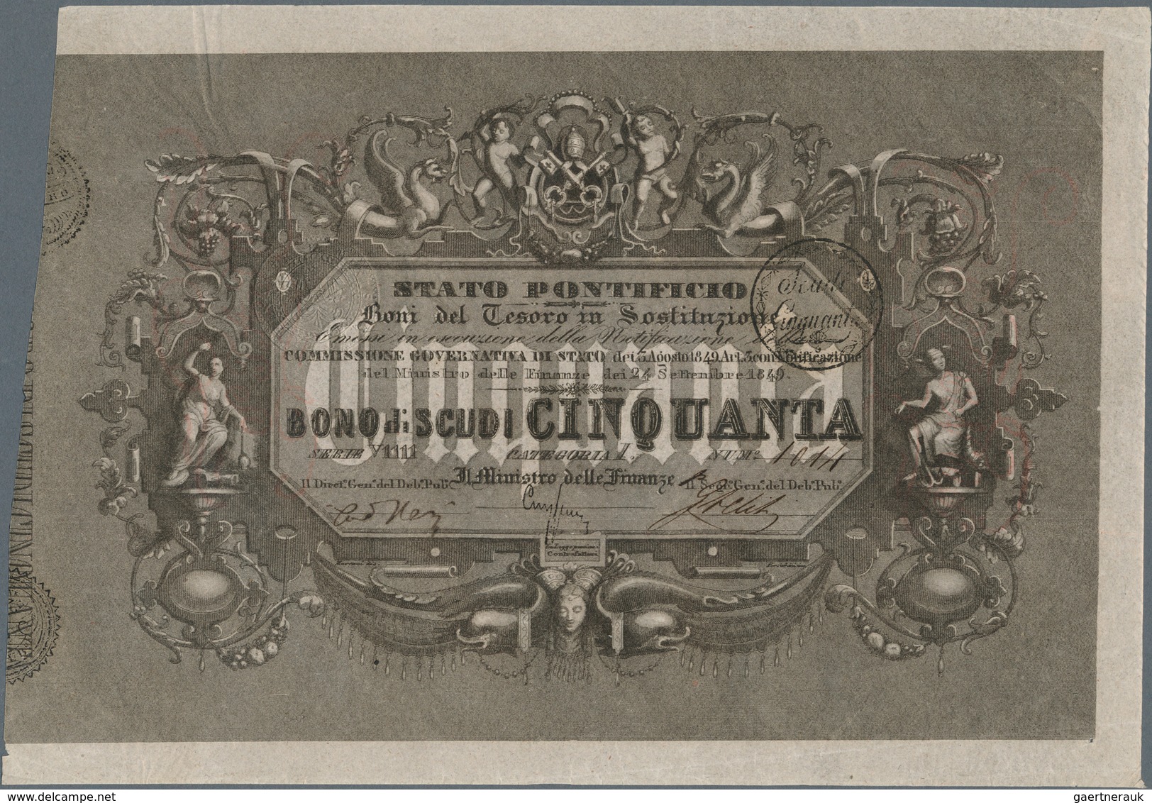 Italy / Italien: Two Consecutive Notes Of Stato Pontificio 50 Scudi 1948 P. NL, Gavello 155, Very Ra - Altri & Non Classificati