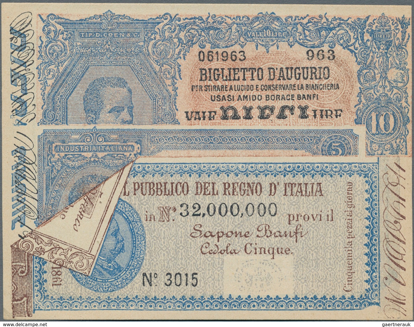 Italy / Italien: Very Rare Propaganda-notes Ca. 1940 Printed On Normal Paper In The Design Of A 1 Ch - Sonstige & Ohne Zuordnung