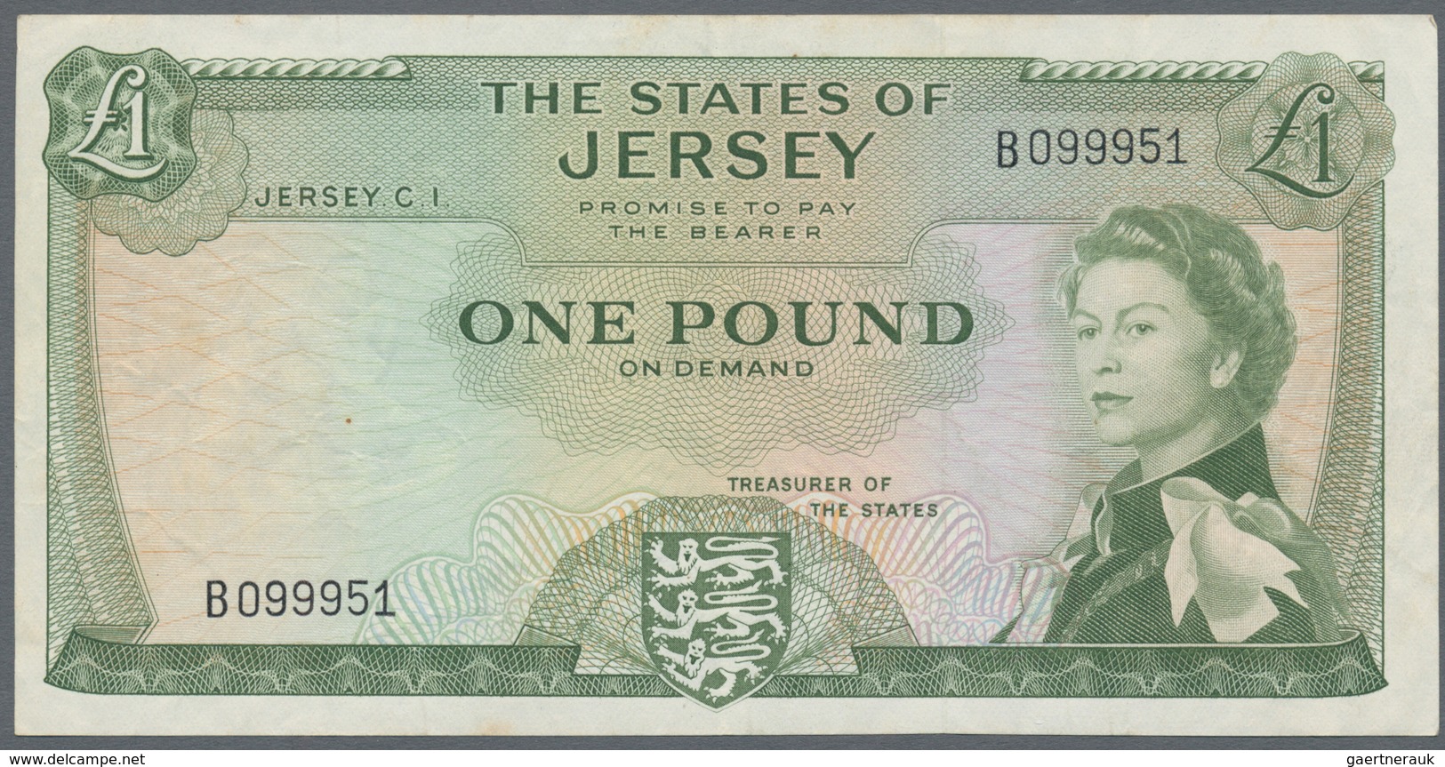 Jersey: 1 Pound 1963 W/o Signature P. 8c, Used With Light Folds In Paper But No Holes Or Tears, Pape - Sonstige & Ohne Zuordnung