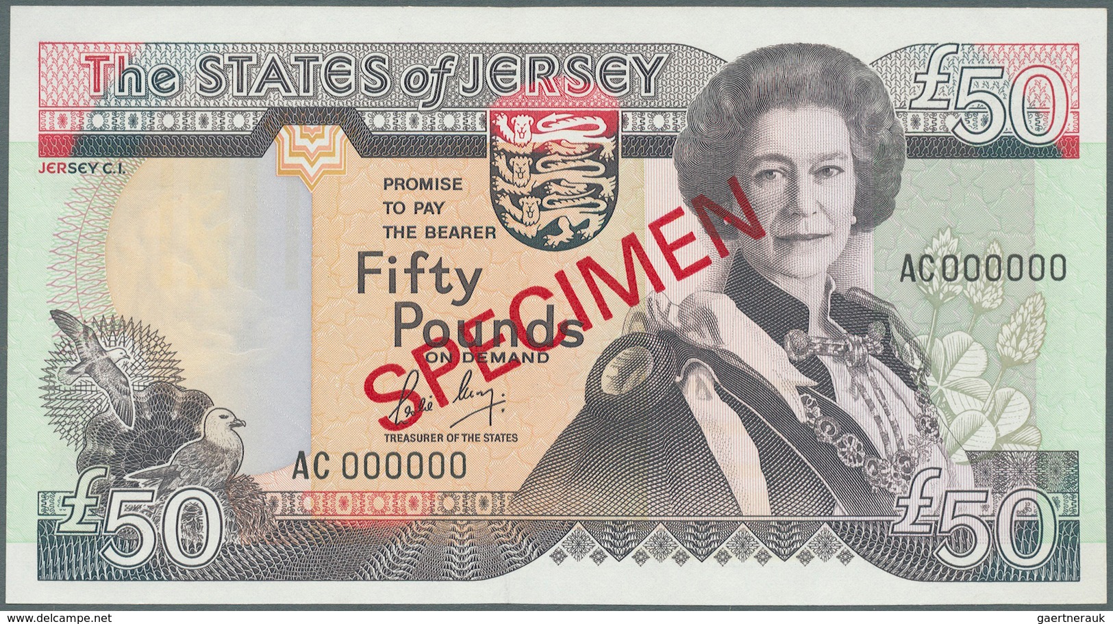 Jersey: 50 Pounds ND(1989) P. 19s Specimen In Great Crisp Original Condition: UNC. - Sonstige & Ohne Zuordnung