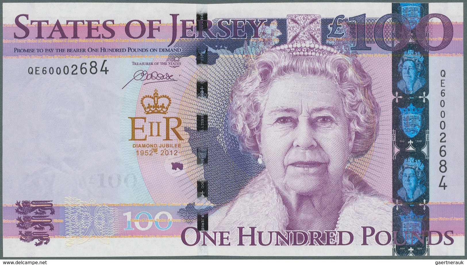 Jersey: 100 Pounds 2012 P. 37a Commemorative Issue In Great Crisp Original Condition: UNC. - Sonstige & Ohne Zuordnung