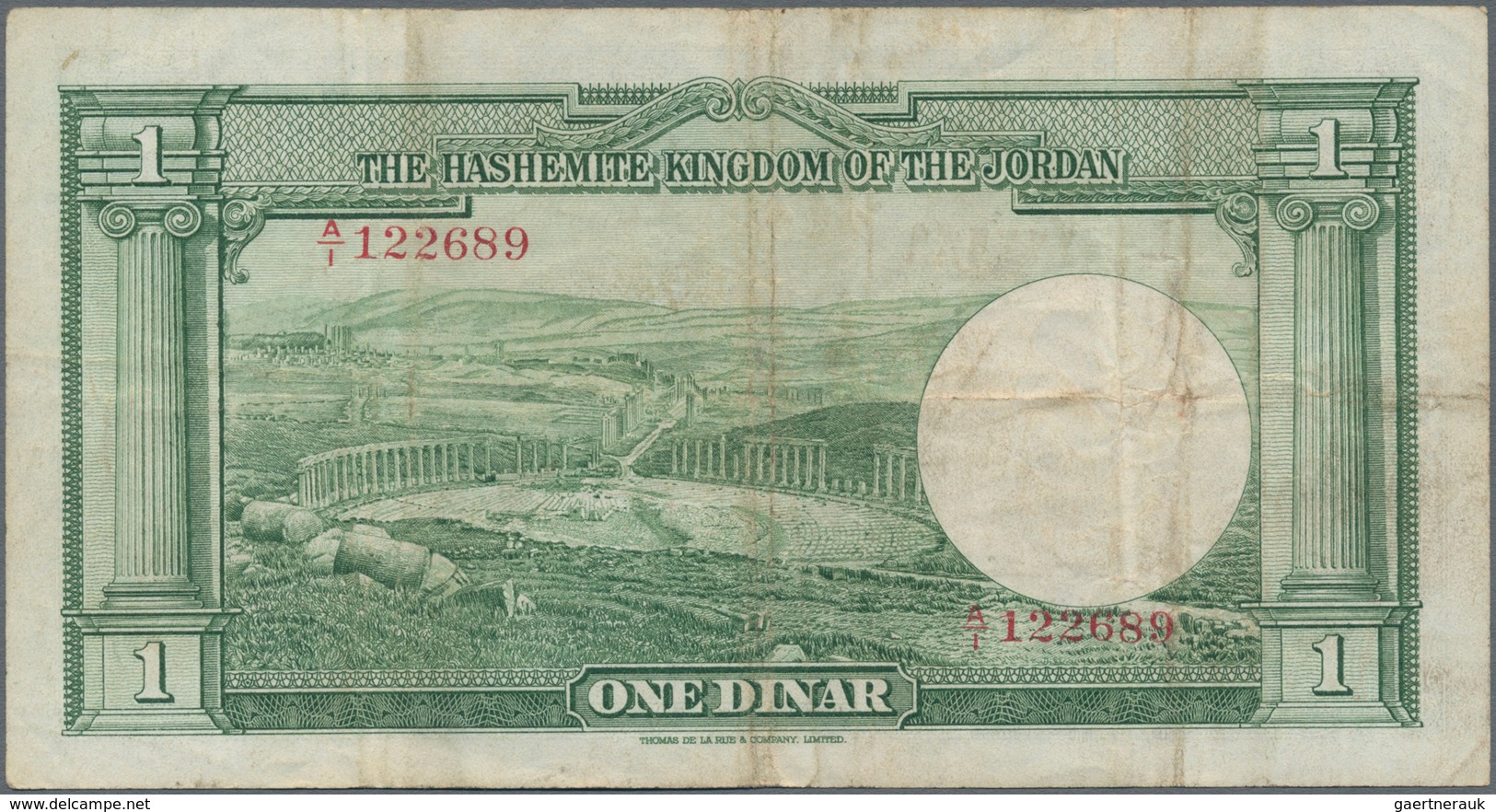 Jordan / Jordanien: The Hashemite Kingdom Of The Jordan 1 Dinar L.1949, P.2b, Still Nice And Origina - Jordania