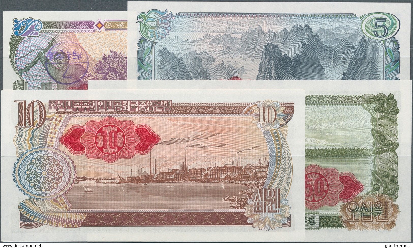 Korea: Set With 4 Banknotes 1978 Series 1, 5, 10 And 50 Won With Red Seal On Back, P.18d-21d, All In - Korea (Süd-)