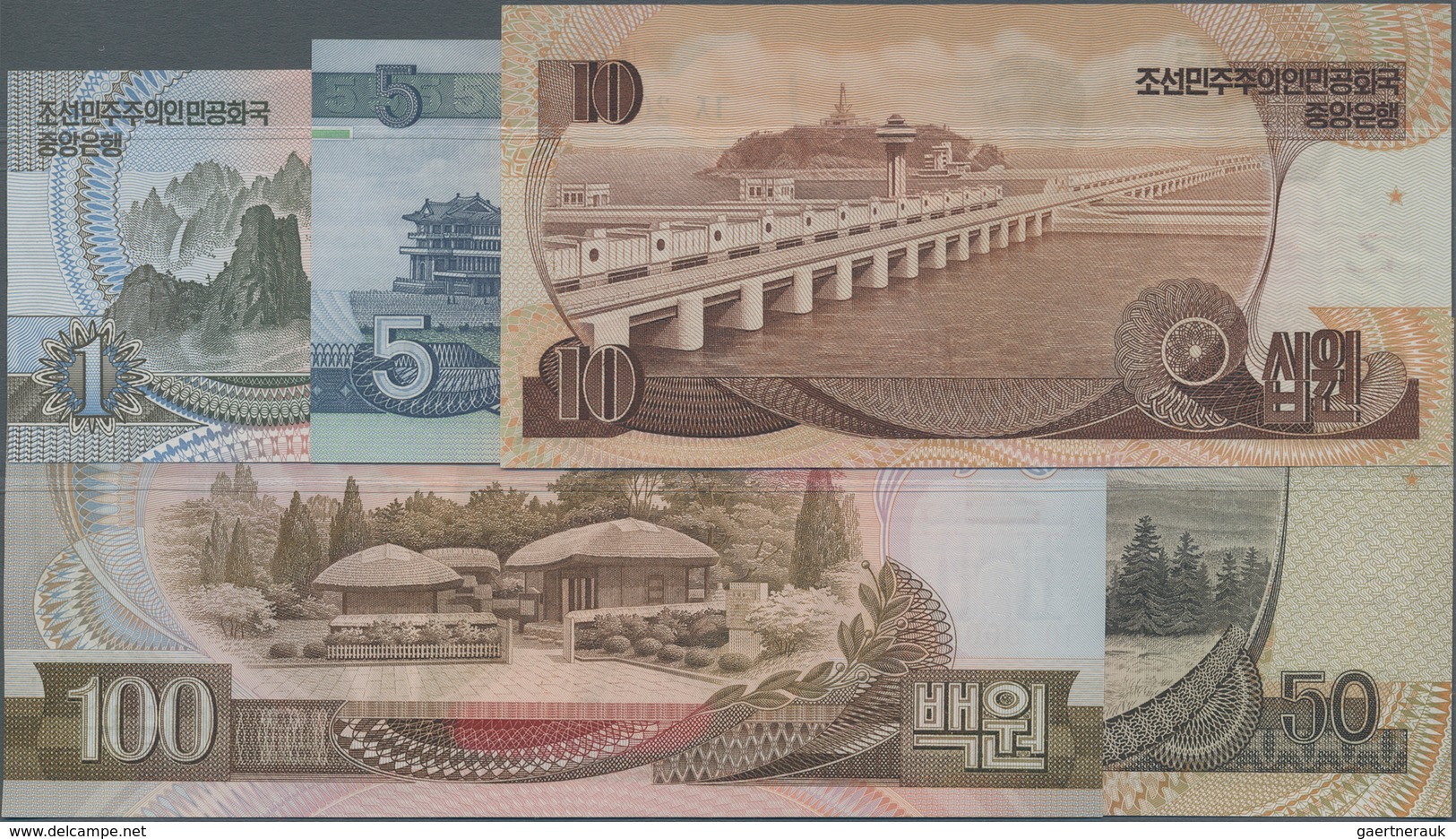 Korea: Set With 5 Banknotes 1, 5, 10, 50 And 100 Won 1992 SPECIMEN, P.39s-43s, All In UNC Condition. - Corea Del Sud