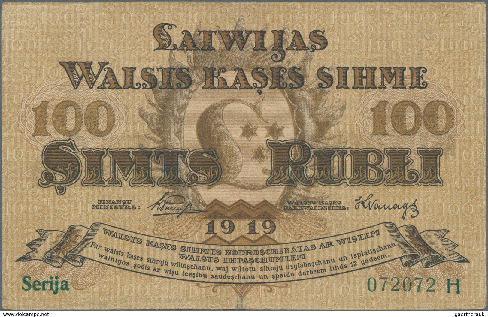 Latvia / Lettland: 100 Rubli 1919, P.7b, Still Nice With Bright Colors And Great Original Shape, Ver - Lettonia