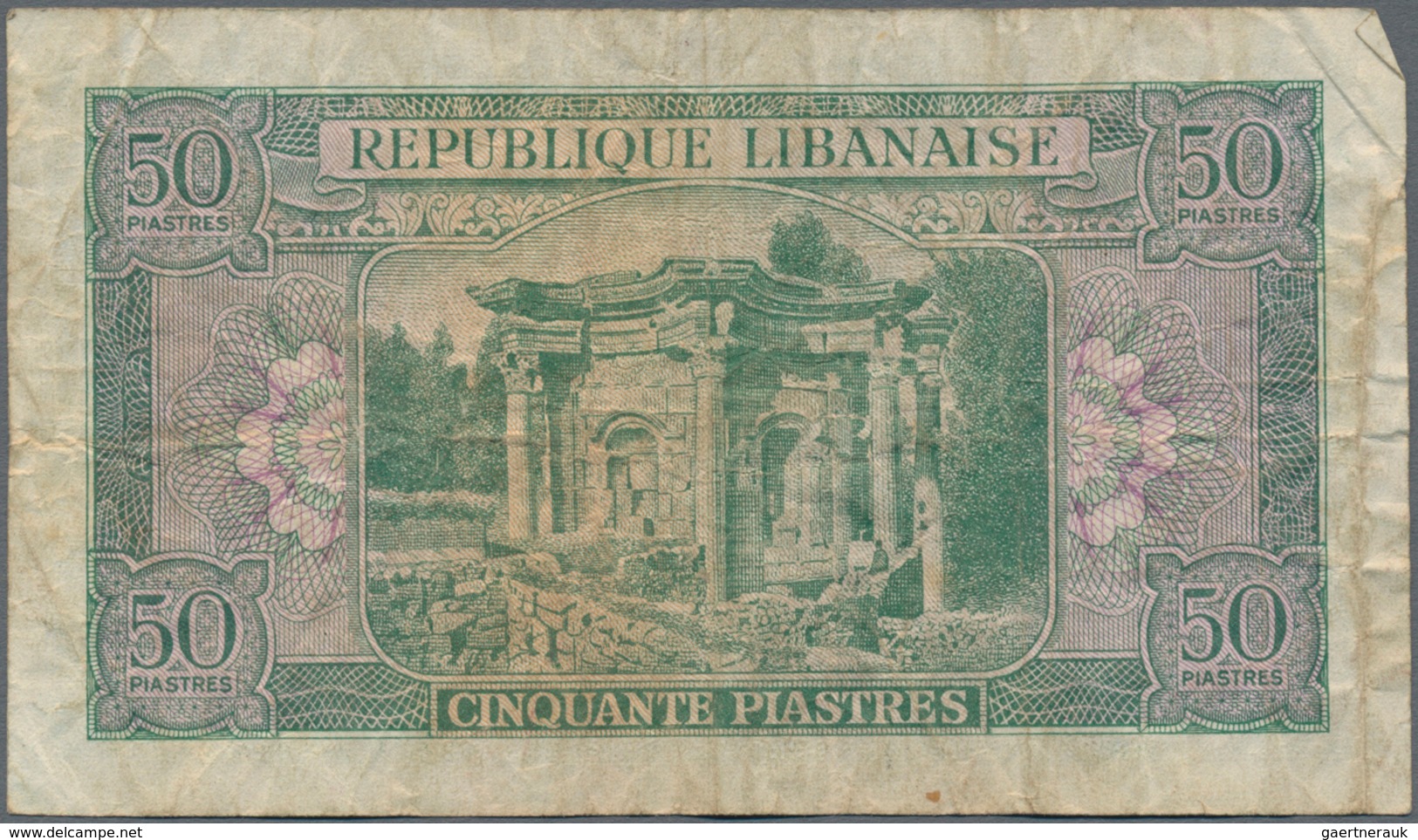 Lebanon / Libanon: Small Lot With 3 Banknotes 50 Piastres 1950 P.43 (F-), 1 Livre 1950 P.48 (VG) And - Liban