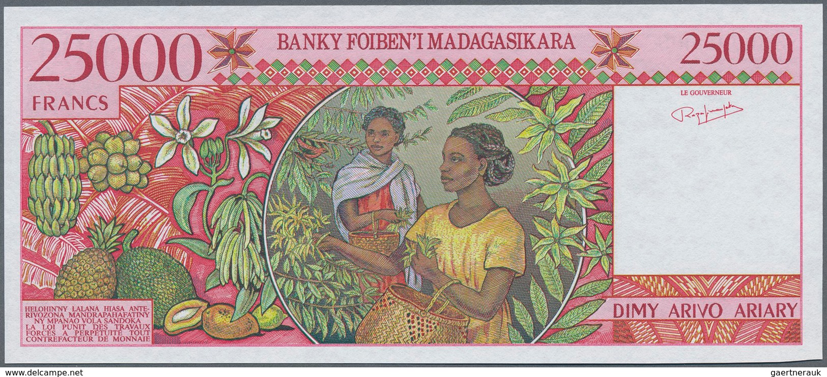 Madagascar: Set Of 2 Notes Containing 500 And 25.000 Francs ND(1994-95) Specimen P. 75s, P. 82s With - Madagaskar