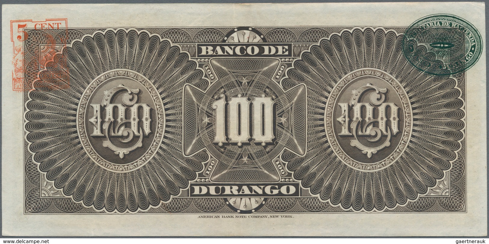 Mexico: El Banco De Durango 100 Pesos 1914, P.S277a, Stronger Vertical Fold At Center And A Few Mino - Mexiko