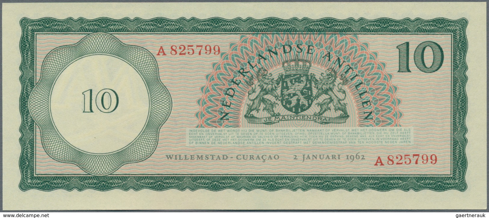 Netherlands Antilles / Niederländische Antillen: 10 Gulden 1962, P.2 In UNC Condition - Niederländische Antillen (...-1986)