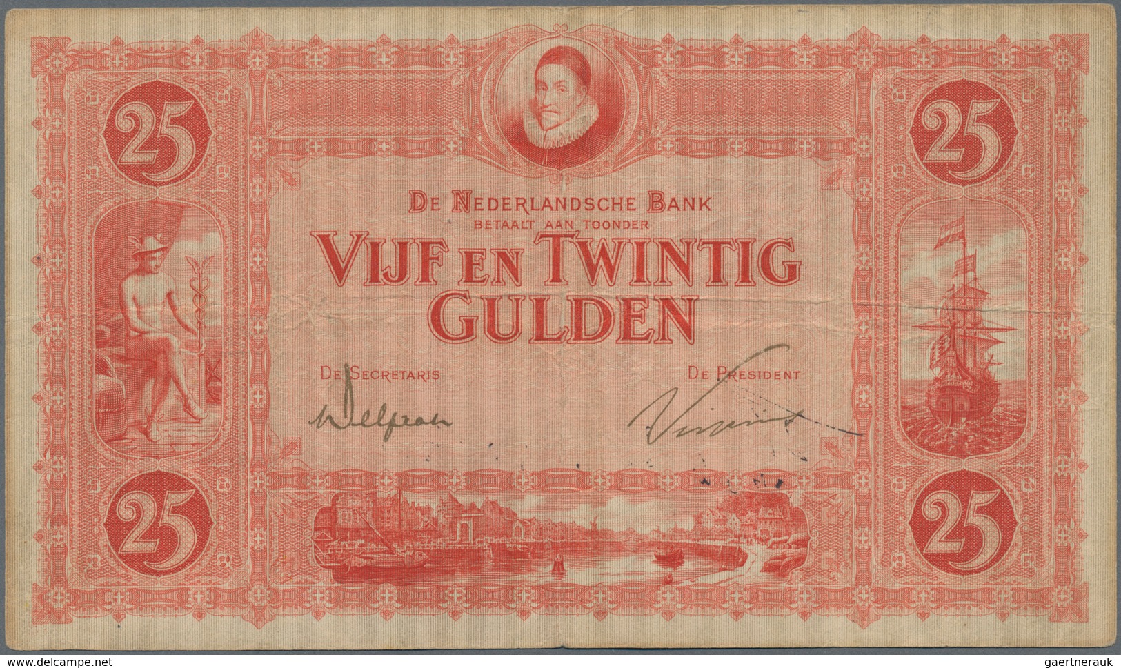 Netherlands / Niederlande: 25 Gulden December 22nd 1921, P.36, Still Nice And Great Original Shpa, S - Otros & Sin Clasificación