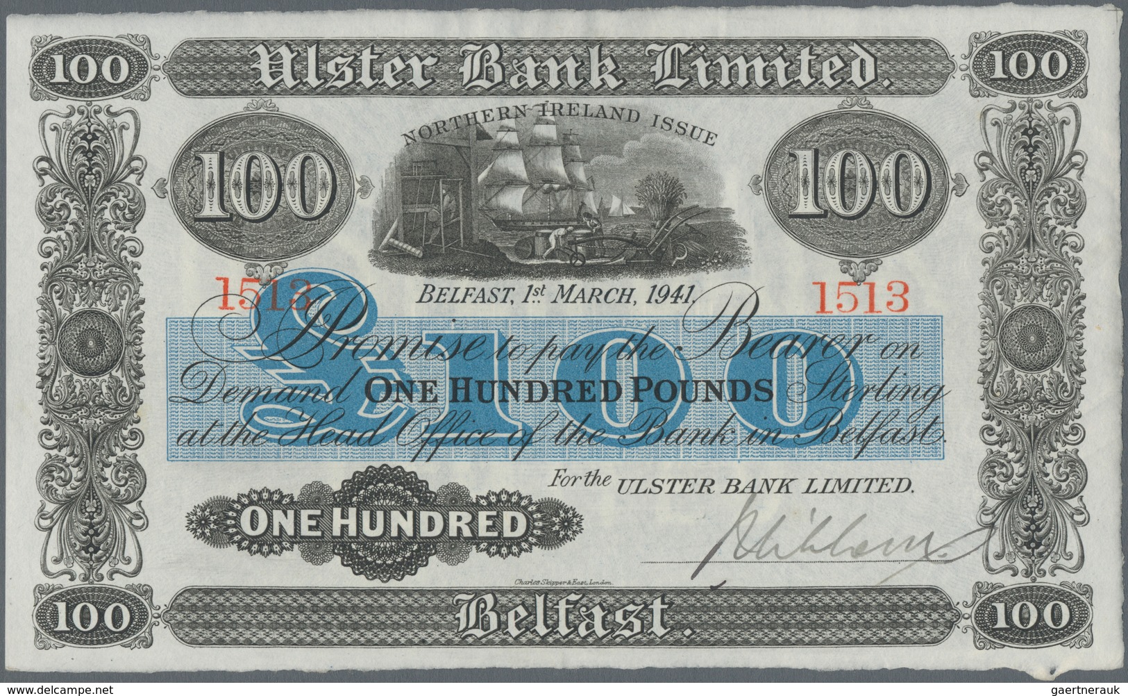 Northern Ireland / Nordirland: Ulster Bank Limited 100 Pounds 1941, P.320, Great Original Shape And - Sonstige & Ohne Zuordnung