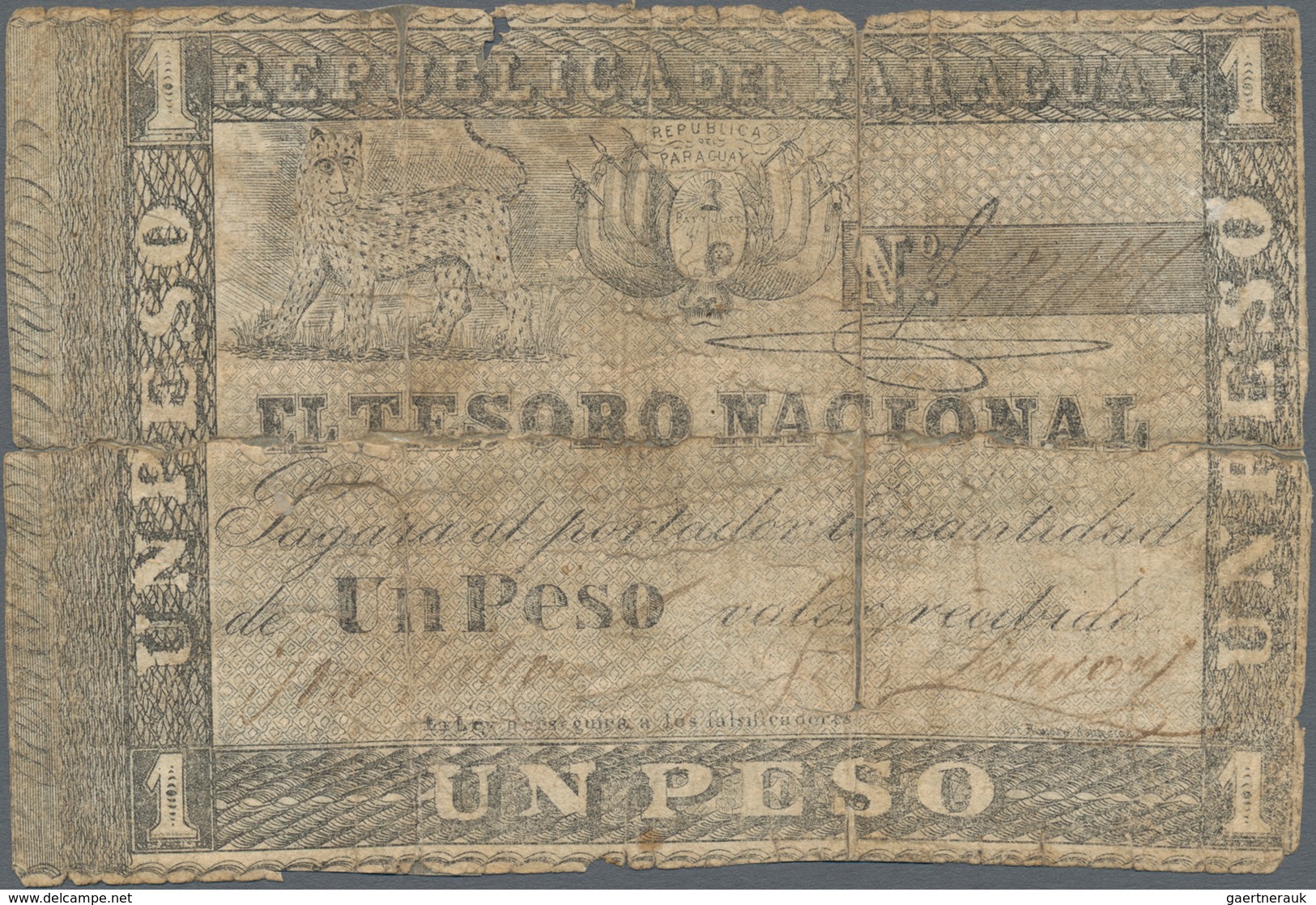 Paraguay: Very Nice Set With 7 Banknotes Of The "Tesoro Nacional" And "Banco De La Republica" Issues - Paraguay