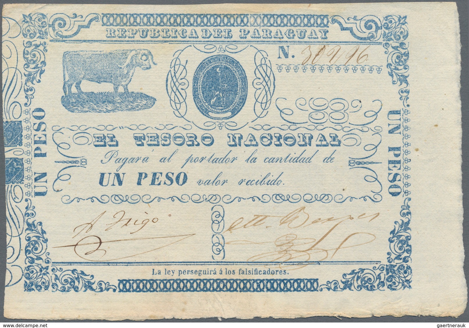 Paraguay: Very nice set with 7 banknotes of the "Tesoro Nacional" and "Banco de la Republica" issues