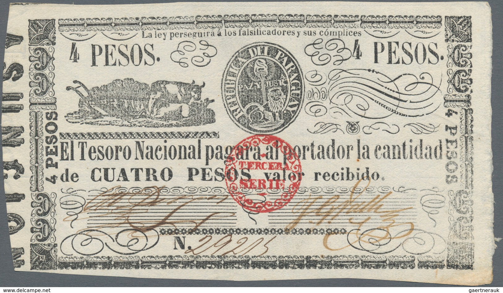 Paraguay: Very nice set with 7 banknotes of the "Tesoro Nacional" and "Banco de la Republica" issues