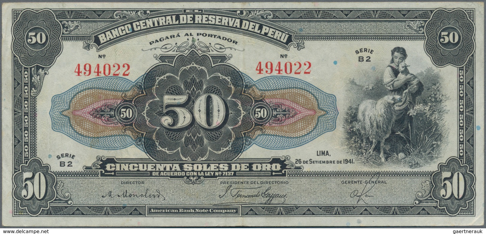 Peru: 50 Soles 1941, P.68A In About XF Condition. - Peru