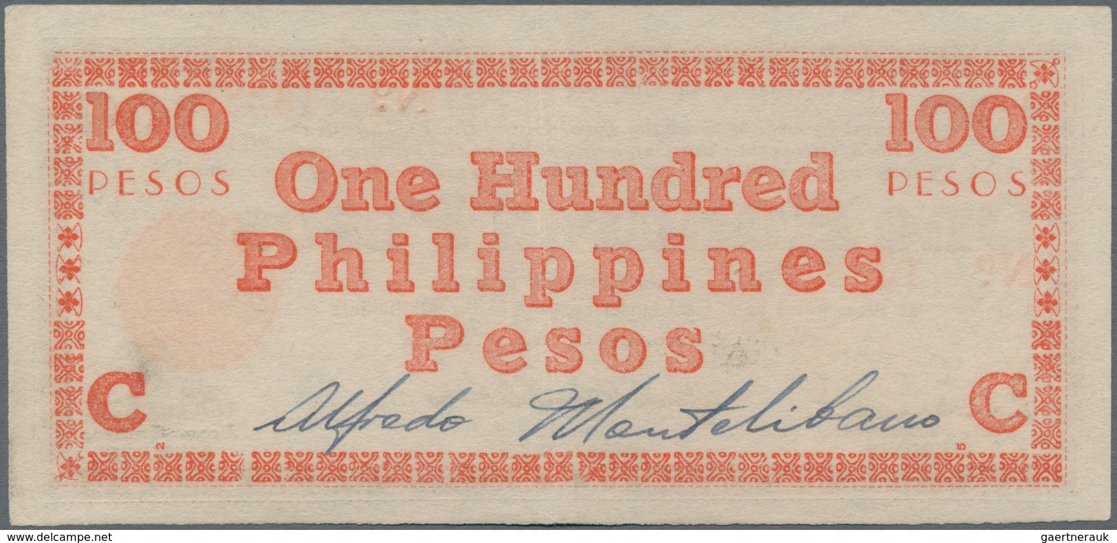 Philippines / Philippinen: Negros Emergency Currency Board 100 Pesos 1943, P.S666, Countersigned On - Philippines