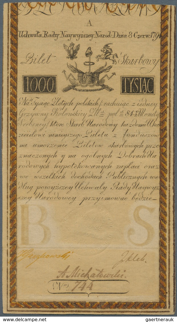 Poland / Polen: 1000 Zlotych 1794, P.A7 In Excellent Condition With Strong Paper And Bright Colors, - Polen