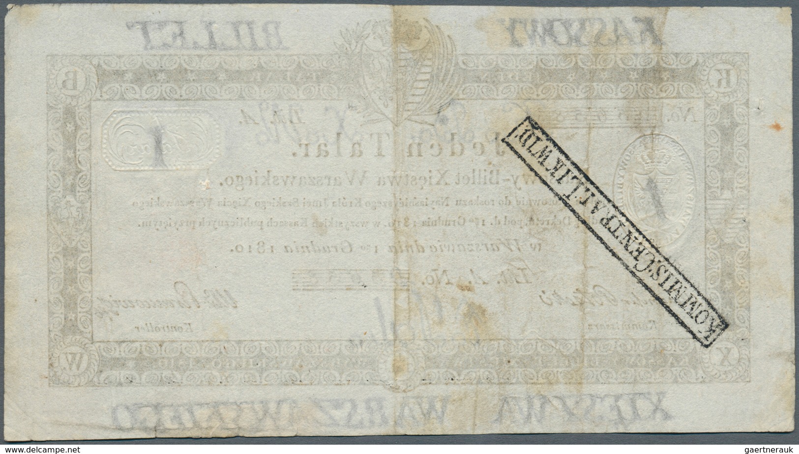 Poland / Polen: 1 Talar 1810, P.A12 In Very Nice Used Condition, With Some Minor Folds, Tiny Pinhole - Polen