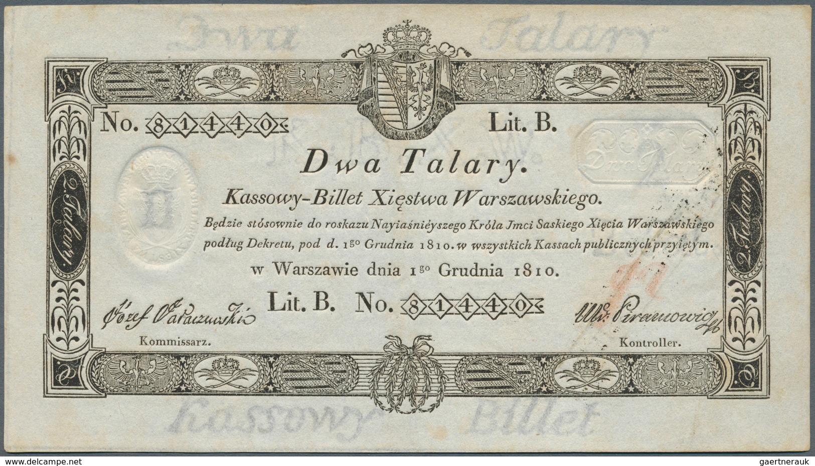 Poland / Polen: 2 Talary 1810, P.A13 In Fantastic Condition, Just A Few Small Pinholes And Some Mino - Polen