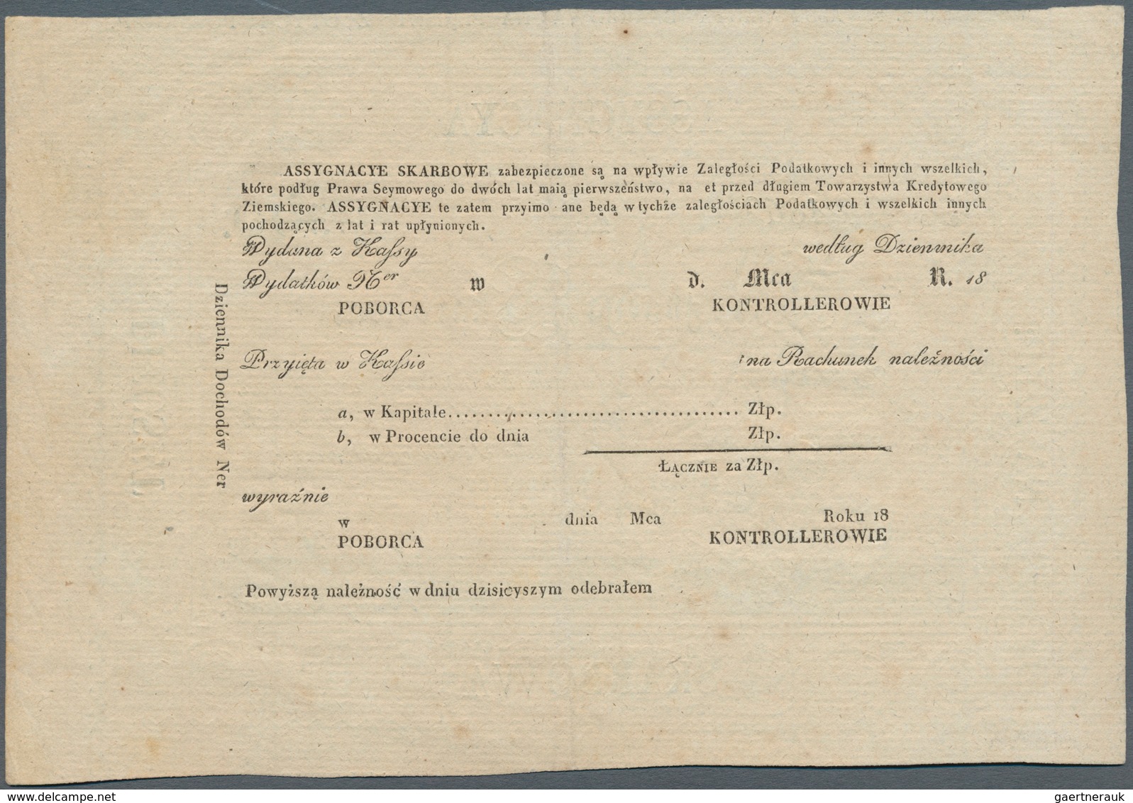 Poland / Polen: 500 Zlotych 1831 Assygnacya Skarbowa, P.A18C In Excellent Condition With A Very Soft - Polen