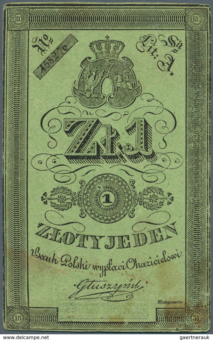 Poland / Polen: 1 Zloty 1831, P.A22 In Nice Used Condition With Minor Stains And Some Folds. Conditi - Polen