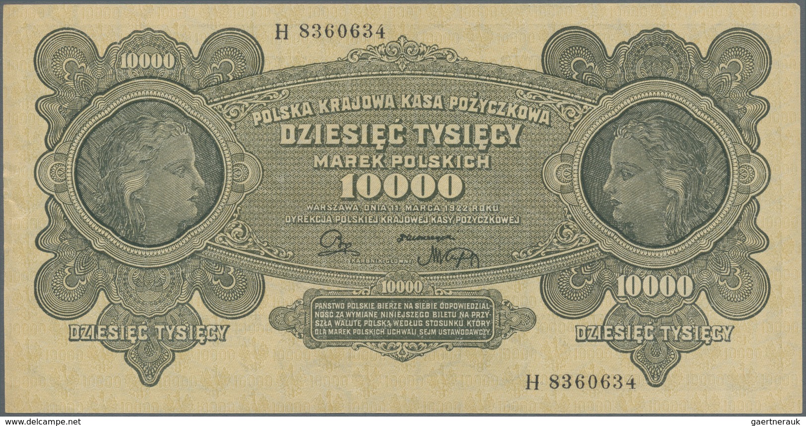 Poland / Polen: 10.000 Marek Polskich 1922, P.32, Almost Perfect Condition, Just A Few Minor Craeses - Poland