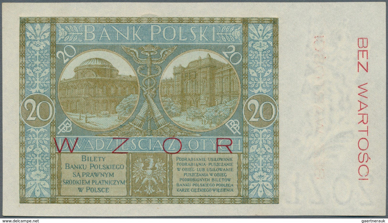 Poland / Polen: 20 Zlotych 1926 Specimen, P.66s In Perfect UNC Condition. Very Rare! - Polen