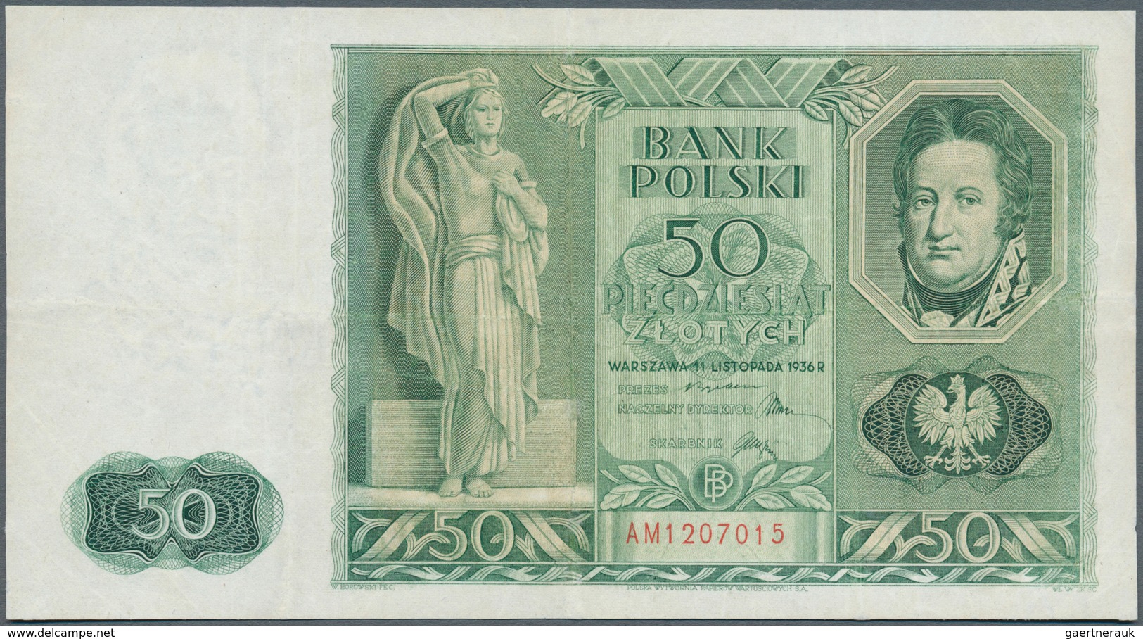 Poland / Polen: 50 Zlotych 1936, P.78a, Professionally Repaired And Pressed, But Very Nice With Cris - Poland