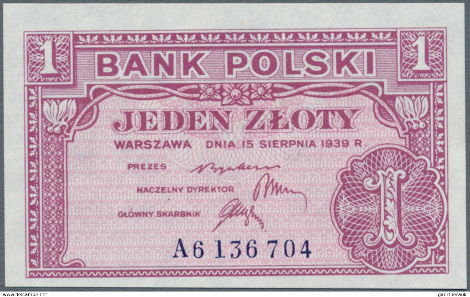 Poland / Polen: 1 Zloty 1939 Remainder, P.79r In Perfect UNC Condition. Very Rare! - Polonia
