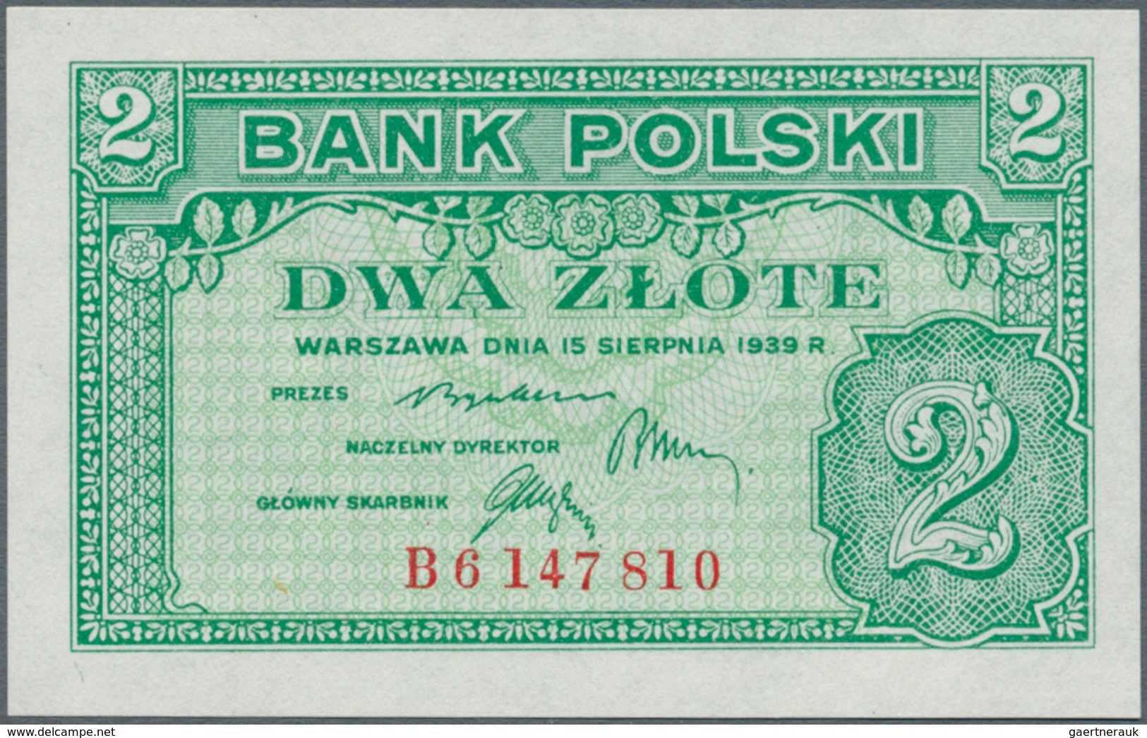 Poland / Polen: 2 Zlote 1939 Remainder, P.80r In Perfect UNC Condition. Very Rare! - Polen